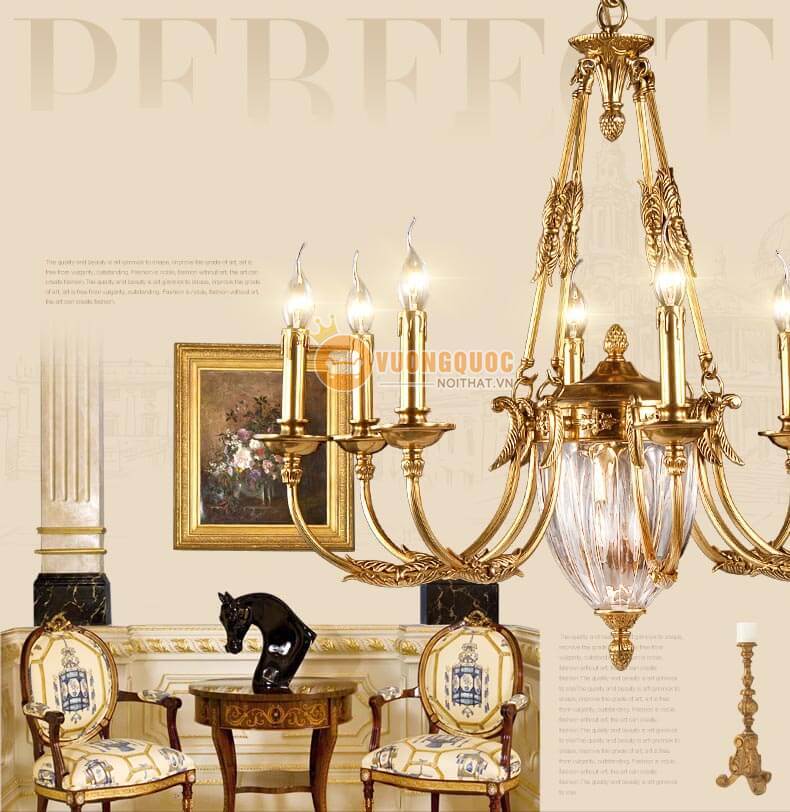 Đèn chùm đồng cao cấp phong cách Pháp abr176-1